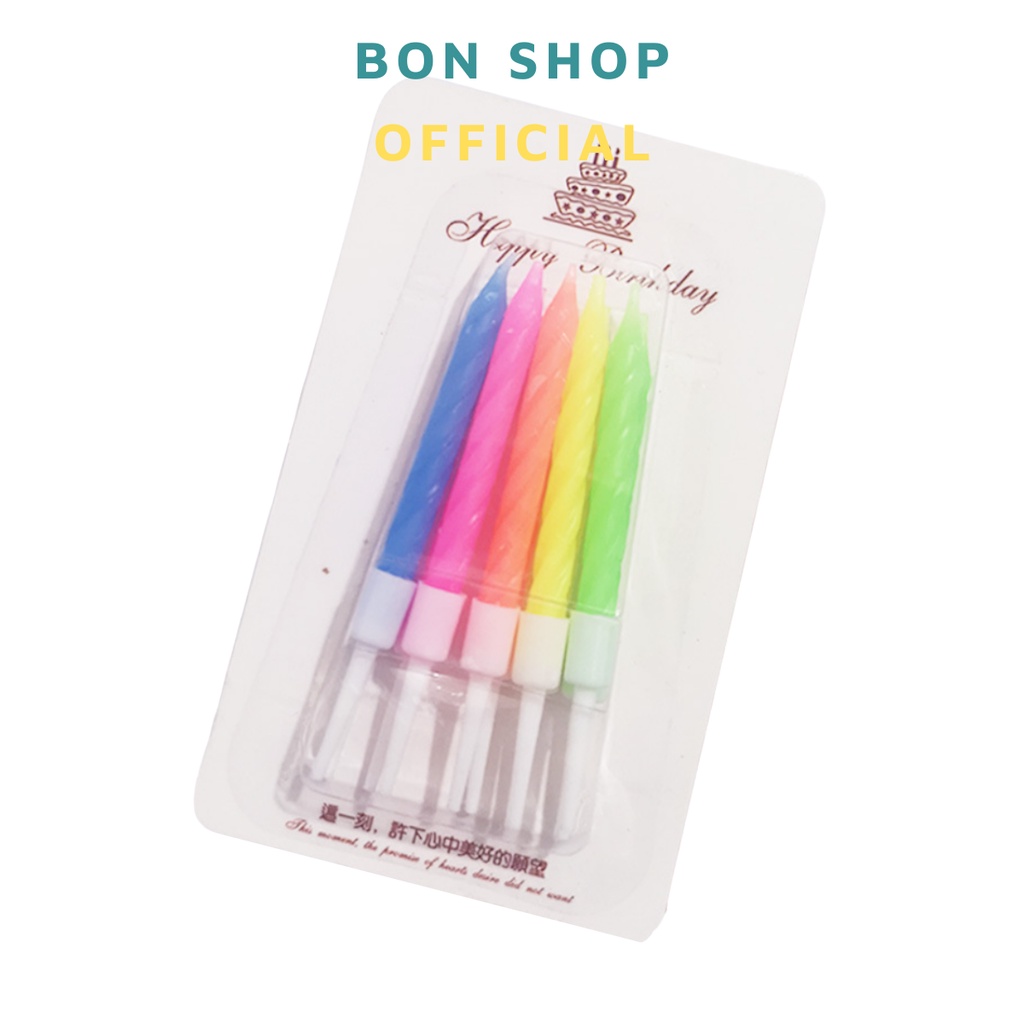 Set que xoắn màu Pastel xinh xắn trang trí bánh kem sinh nhật (Vỉ 10c)