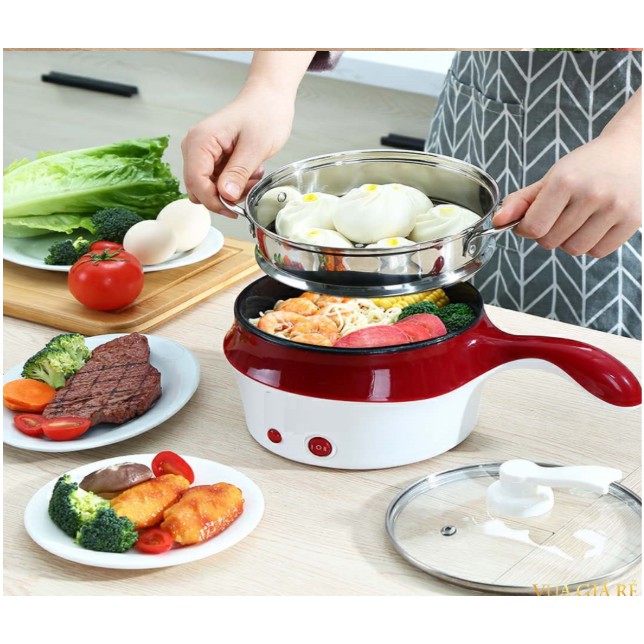 Nồi lẩu điện mini có tay cầm đa năng ( có kèm xửng hấp)