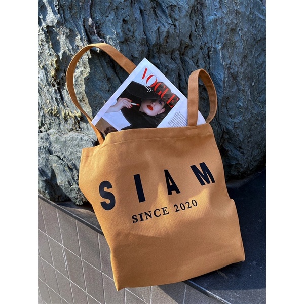 TÚI TOTE BAG IN CHỮ SIAM MÀU ĐEN ĐƠN GIẢN