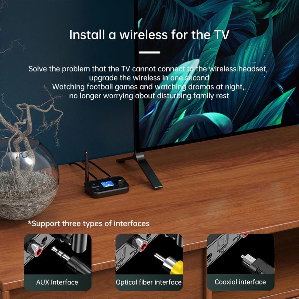 Bộ Truyền Nhận Tín Hiệu Bluetooth 5.0 2 Trong 1 Có Màn Hình Hỗ Trợ Thẻ TF Máy Nghe Nhạc Mp3 Và Phụ Kiện