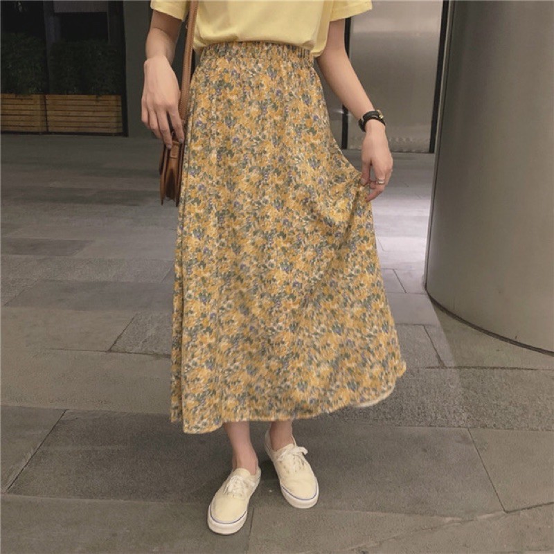 Chân váy hoa vintage, chân váy hoa nhí cạp cao (Hàng Quảng Châu có size ạ) | BigBuy360 - bigbuy360.vn