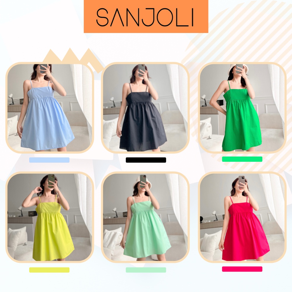 Đầm 2 Dây SANJOLI Váy Babydoll Hai Dây Nữ Phồng Hàn Quốc Năng Động Xinh Đẹp Dáng Ngắn (Ảnh tự chụp) VD067 | WebRaoVat - webraovat.net.vn