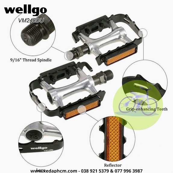 Bàn đạp nhôm pidan bidan xe đạp thể thao Wellgo trục bạc đạn