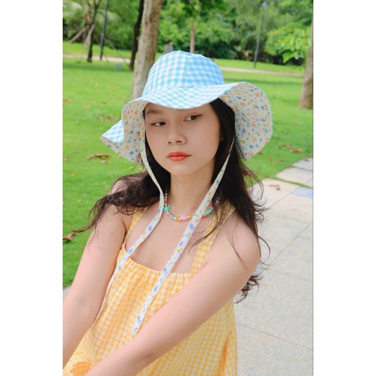 Nón hè 2 mặt màu xanh dương