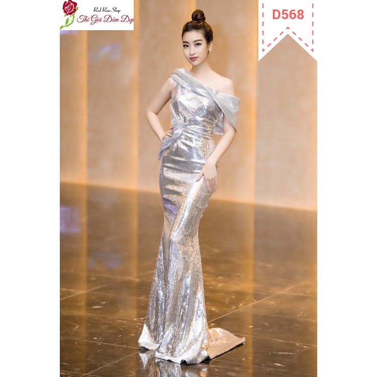 ĐẦM DẠ HỘI TRỄ VAI XINH NHƯ HH ĐÕ MỸ LINH - D568