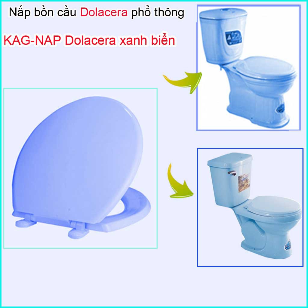 Nắp bồn cầu Dolcera KAG- NAP Dolacera xanh biển, trọn bộ nắp ngồi xí bệt 2 khối màu xanh