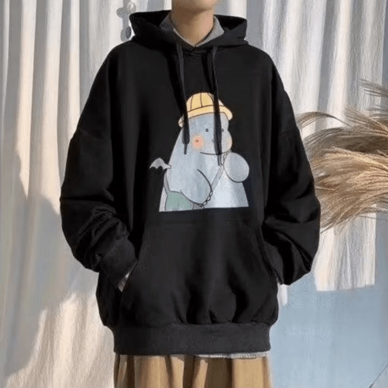 Áo hoodie Form Rộng In Họa Tiết Hoạt Hình Phong Cách Hip Hop Hàn Quốc