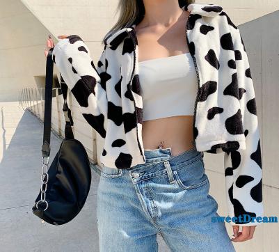 Áo Khoác Tay Dài Họa Tiết Da Bò Sữa Dành Cho Nữ