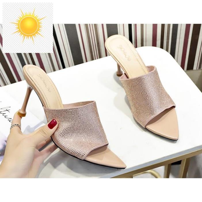 D234-giày sục nữ cao gót hở mũi hàng quảng châu cao cấp đế 7p kèm ảnh thất