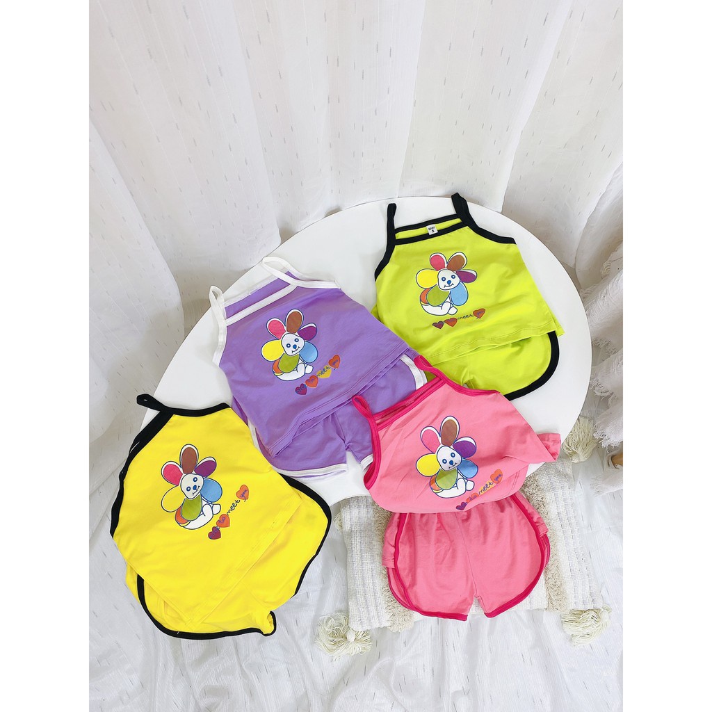 Bộ Quần Áo 2 Dây In Hình Chú Chó Cài Hoa Cho Bé Kiểu Dáng Mùa Hè Đáng Yêu Lại Mát Mẻ Size Từ 8-18KG XÔ MUSLIN
