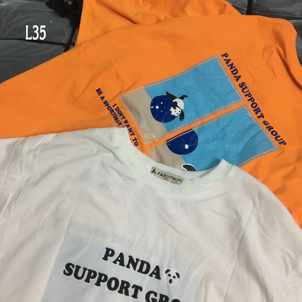 Áo thun 𝑭𝒓𝒆𝒆𝒔𝒉𝒊𝒑 Áo phông form rộng dáng Unisex L35, mặc lớp, nhóm, cặp in chữ PANDA SUPPORT hình GẤU.