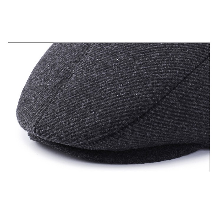 Mũ nồi / Mũ Beret nam trung niên thu đông trơn-can giữa – thiết kế che được tai và gáy