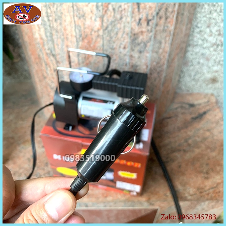 Máy Bơm Lốp, Bơm Hơi Điện ô tô Xe Máy Mini 12V - 120W tặng kèm kẹp bình ắc quy tẩu thuốc