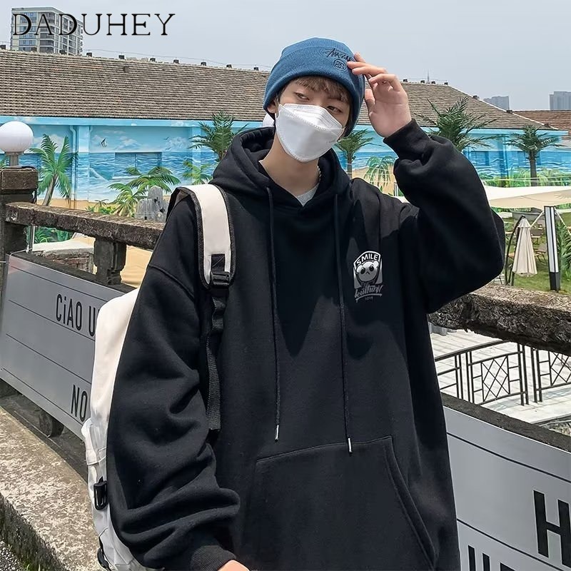 DaDuHey Autumn Ins Hong Kong Style Loose Hooded Sweater Men's 2022 New Fashion Brand Letter Printed All-Matching Top
