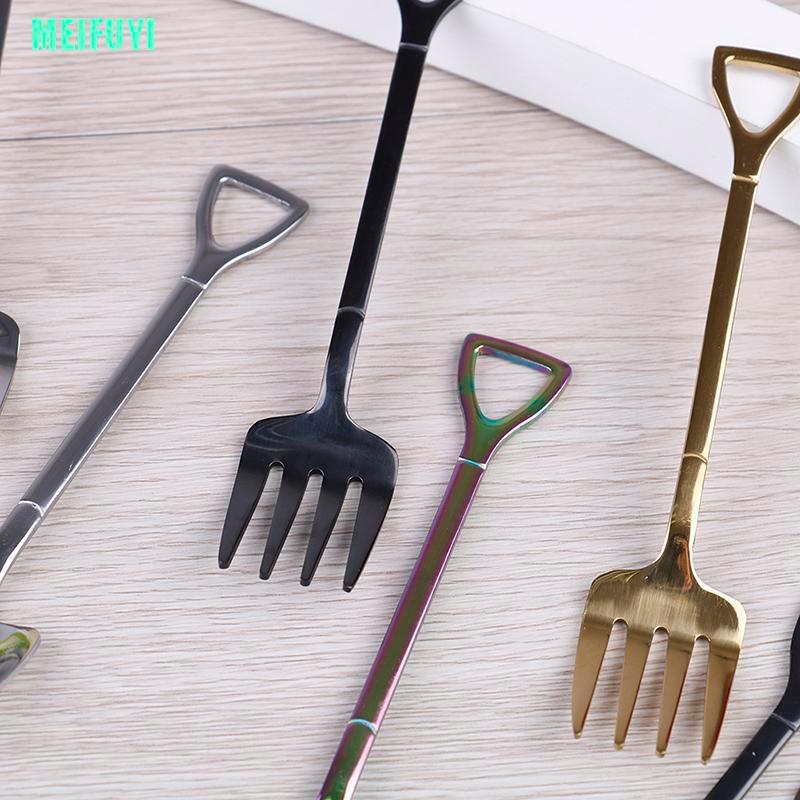 Set 1 Muỗng / Nĩa / Dao Bằng Thép Không Gỉ Thiết Kế Hình Xẻng Độc Đáo