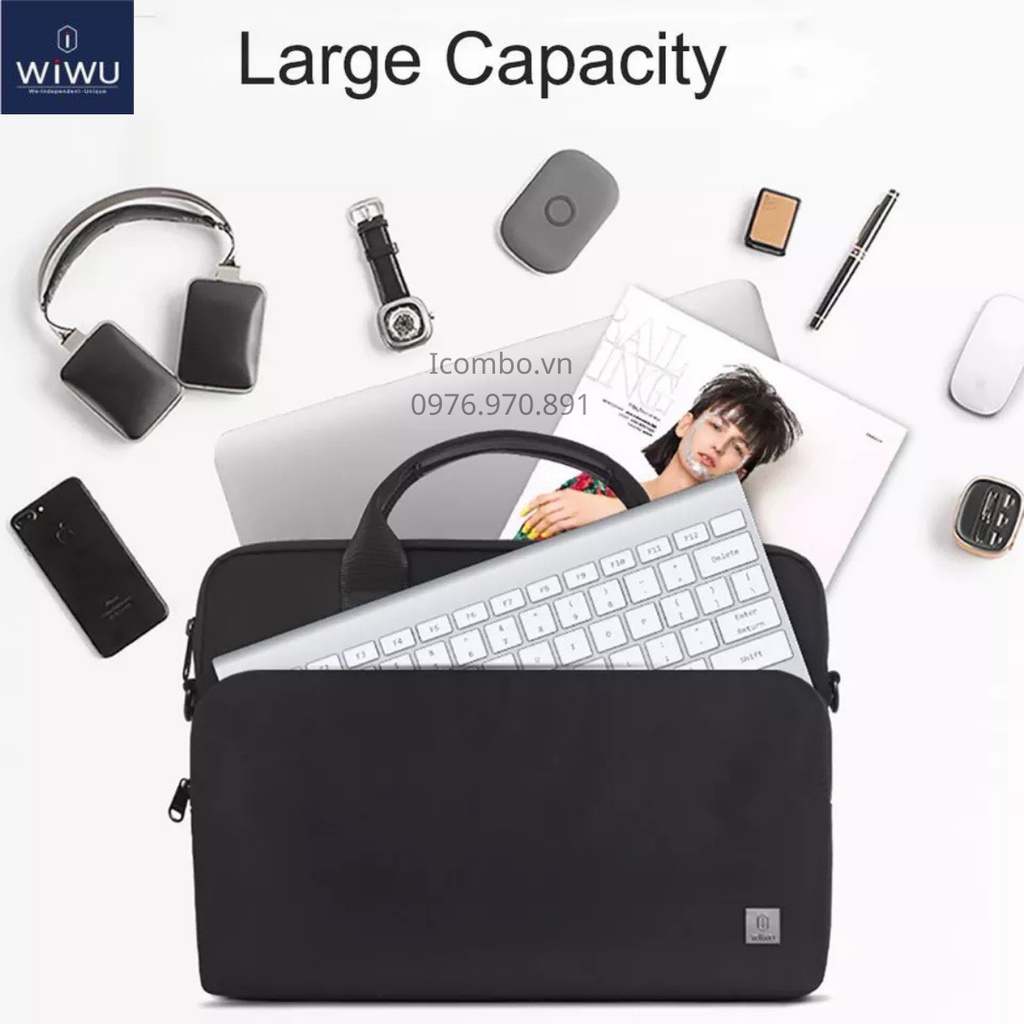 Túi laptop, macbook cao cấp chống sốc, chống nước có quai đeo 13inch, 13.3inch, 14inch, 15inch, 16inch wiwu W06