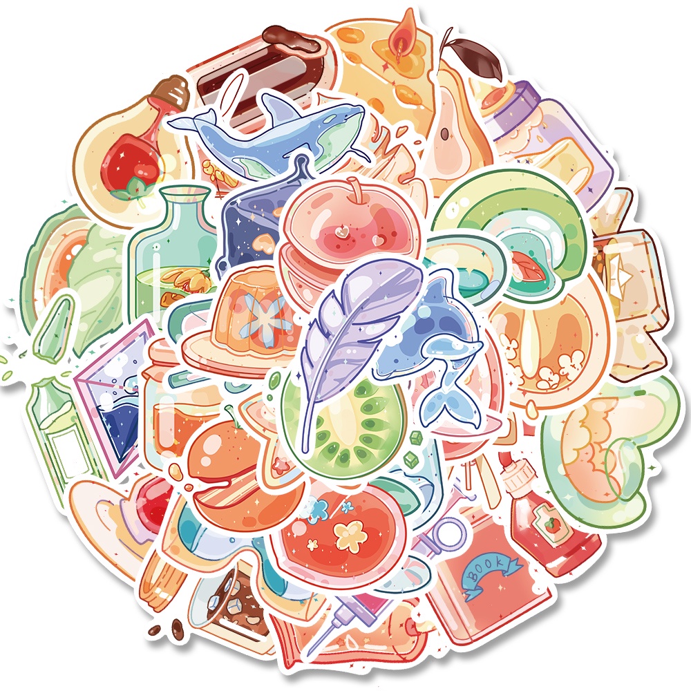 Set 40 Miếng Dán Kính Nhỏ Nhắn Chống Thấm Nước Trang Trí Sổ Tay