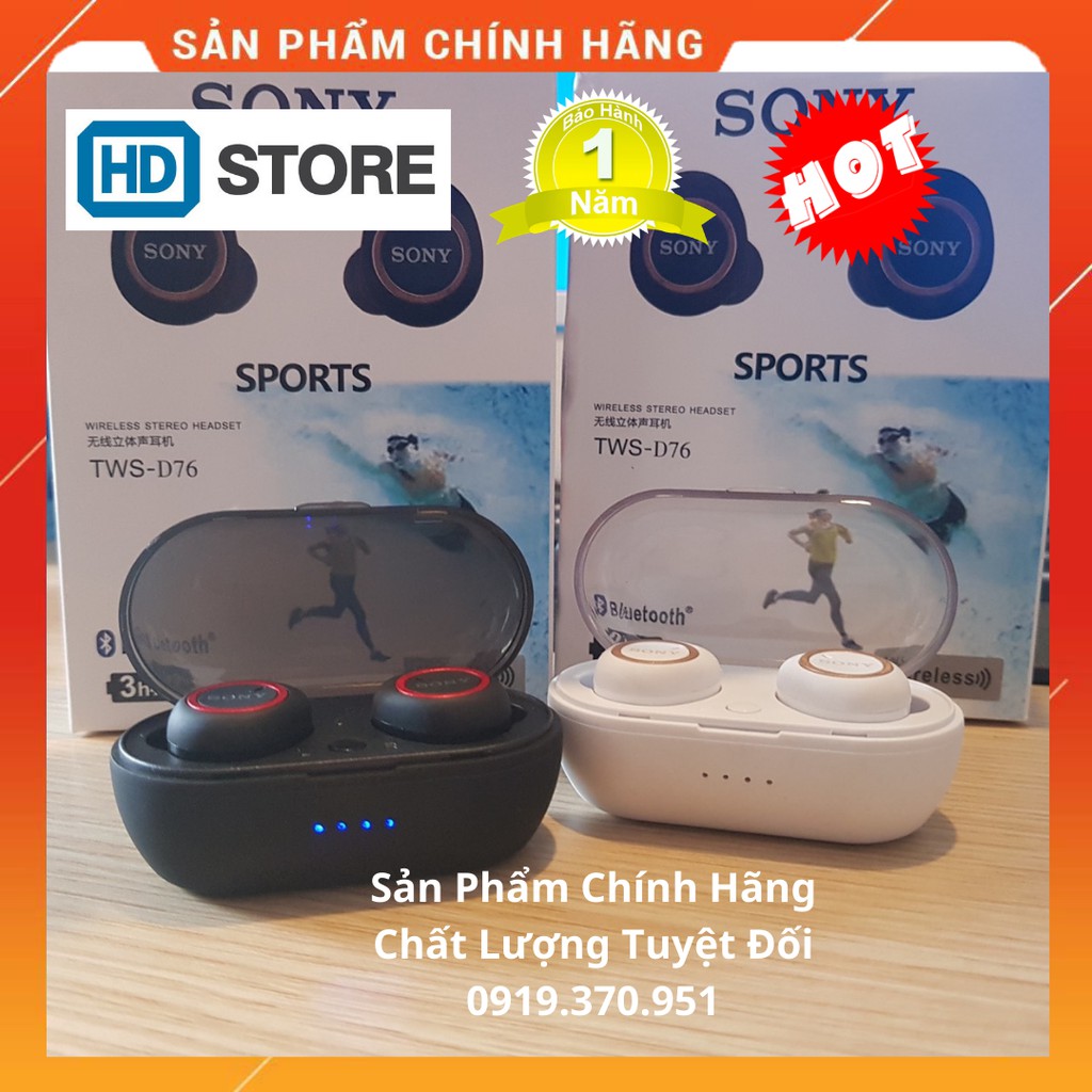 Tai nghe Bluetooth Sony sport TWS-D76 Rất ấm Bass-treble rõ ràng bảo hành 1 đổi 1 30 ngày