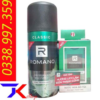 Xịt Ngăn Mùi Romano Classic 150ml Tặng Nước Nóa Nỏ Túi