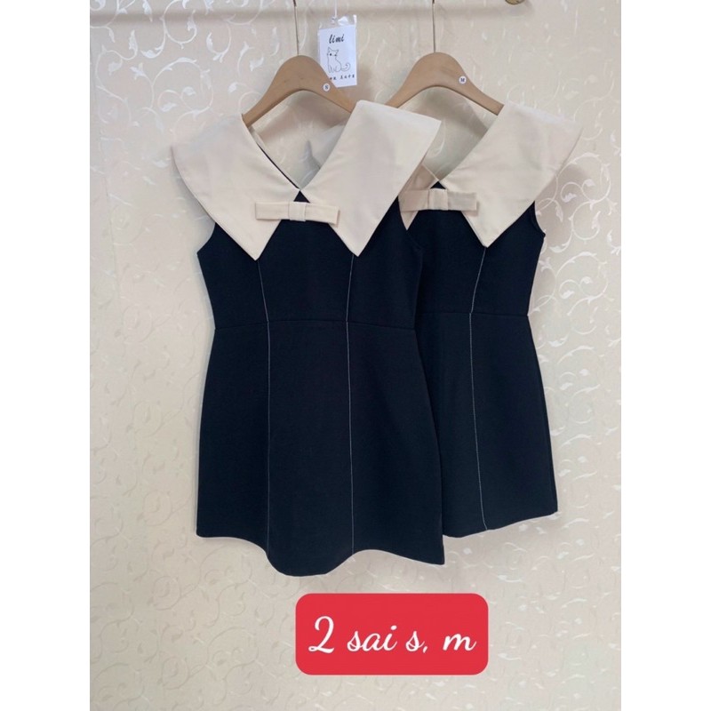 V693 Váy công sở cổ dáng chữ A thiết kế cổ V bản to đính nơ ngực, phối gân dọc sườn | BigBuy360 - bigbuy360.vn