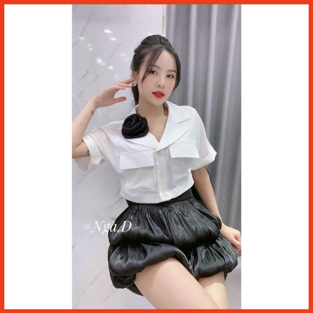 Set Đồ Nữ Đẹp Set Vest Túi Hộp Cài Hoa Chân Váy Nhũ Bí Tầng, Áo Vest Nữ SangChảnh (Ảnh Thật +