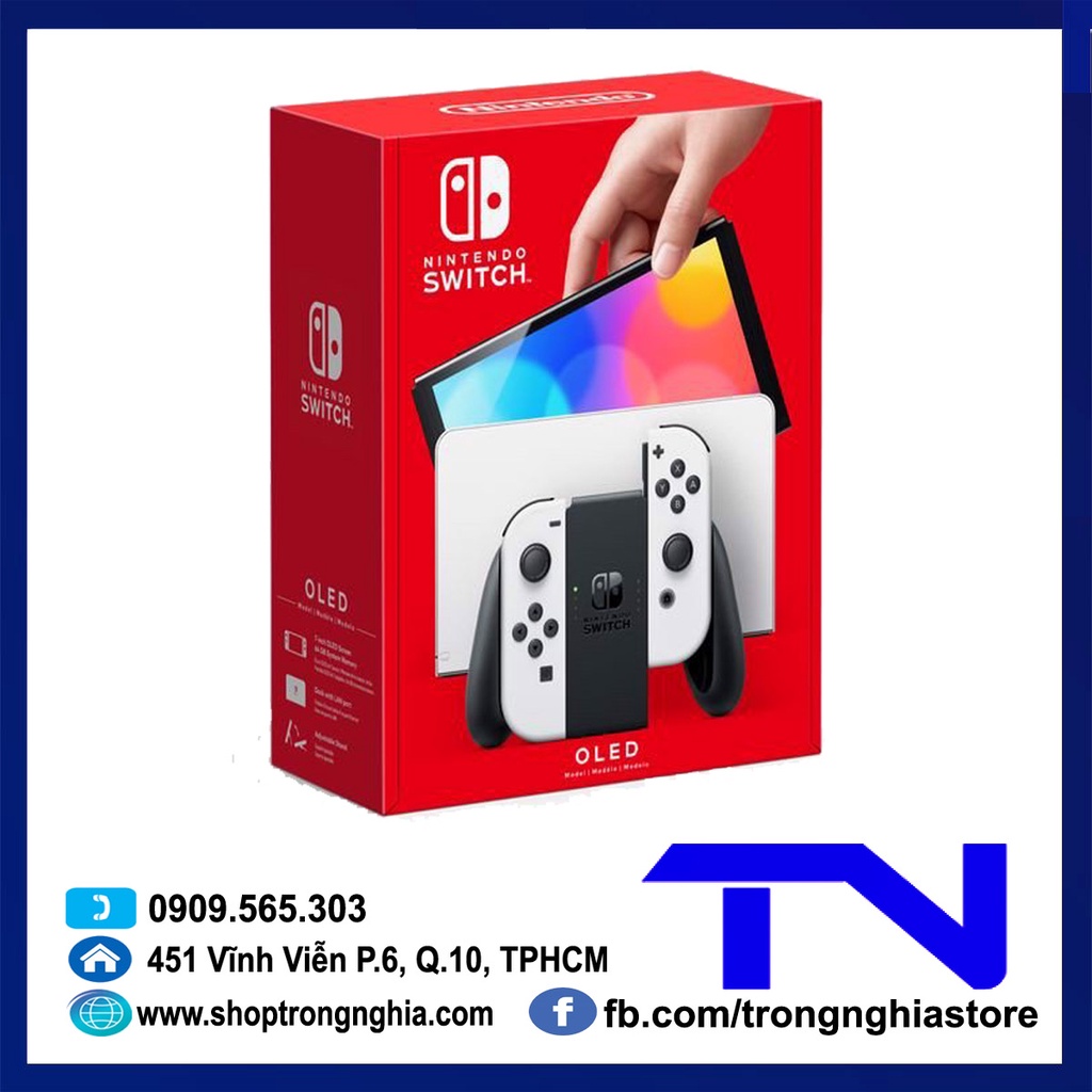 Máy Nintendo Switch Oled phiên bản White Joycon - Bảo hành 12 tháng+ Tặng Dán Cường Lực + Núm bọc Analog