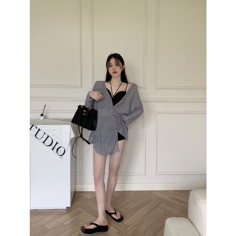 Cocory vn Cocory vn Set Áo Cardigan Dài Tay + Áo Hai Dây Thời Trang Dành Cho Nữ