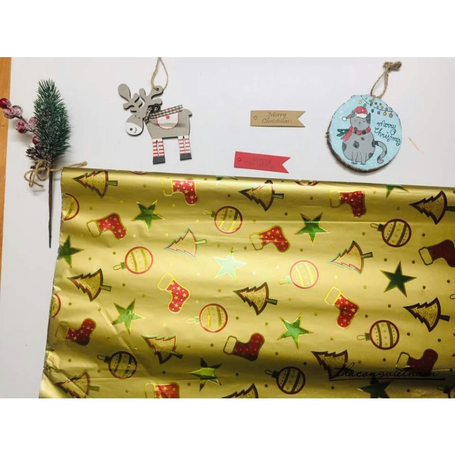 Giấy kiếng gói quà Hàn Quốc họa tiết Giáng Sinh