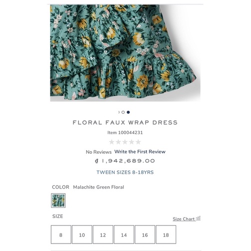 Váy bé gái JANIE AND JACK hoạ tiết hoa - FLORAL FAUX WRAP DRESS