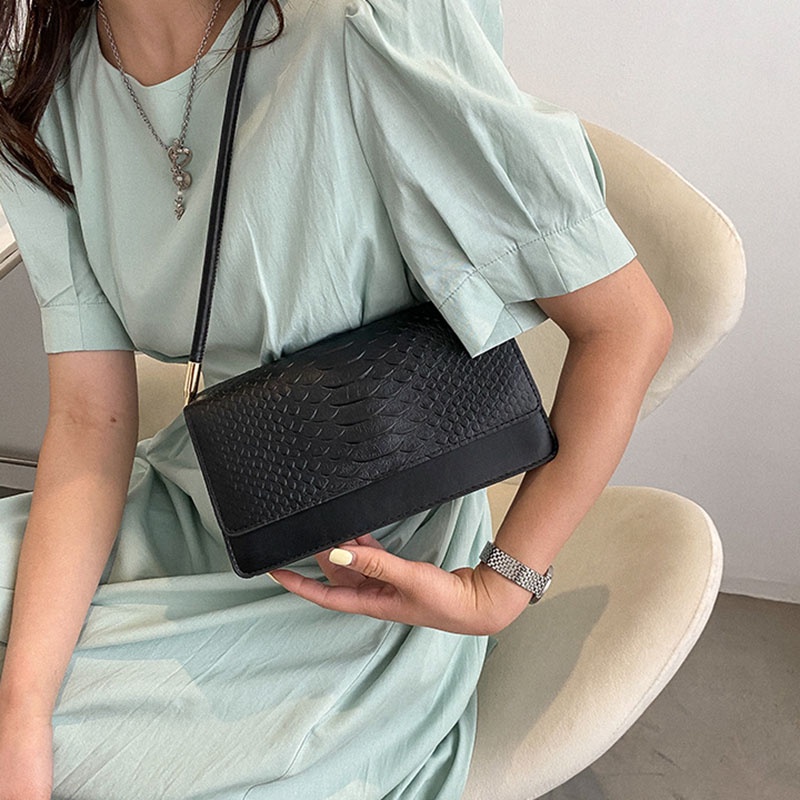 Túi đeo vai IELGY họa tiết da cá sấu phong cách cổ điển thời trang cho nữ