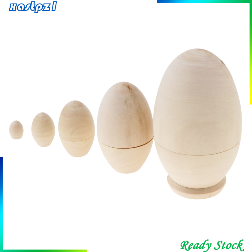 Bộ 5 Búp Bê Nga Matryoshka Bằng Gỗ Không Sơn