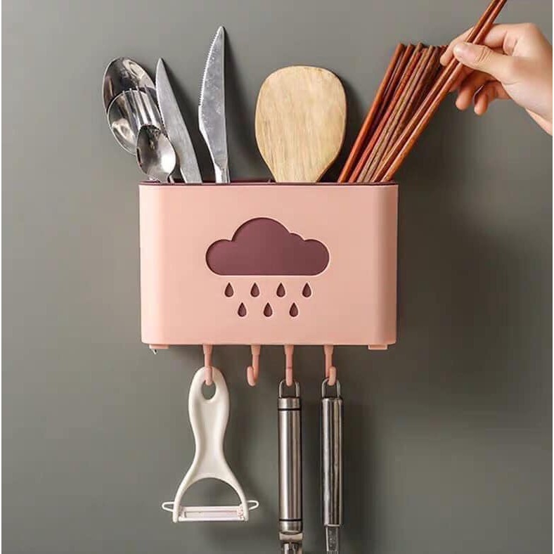 Kệ Để Đồ Nhà Bếp Dán Tường Hình Đám Mây - Giỏ Đựng Đũa Dán tường