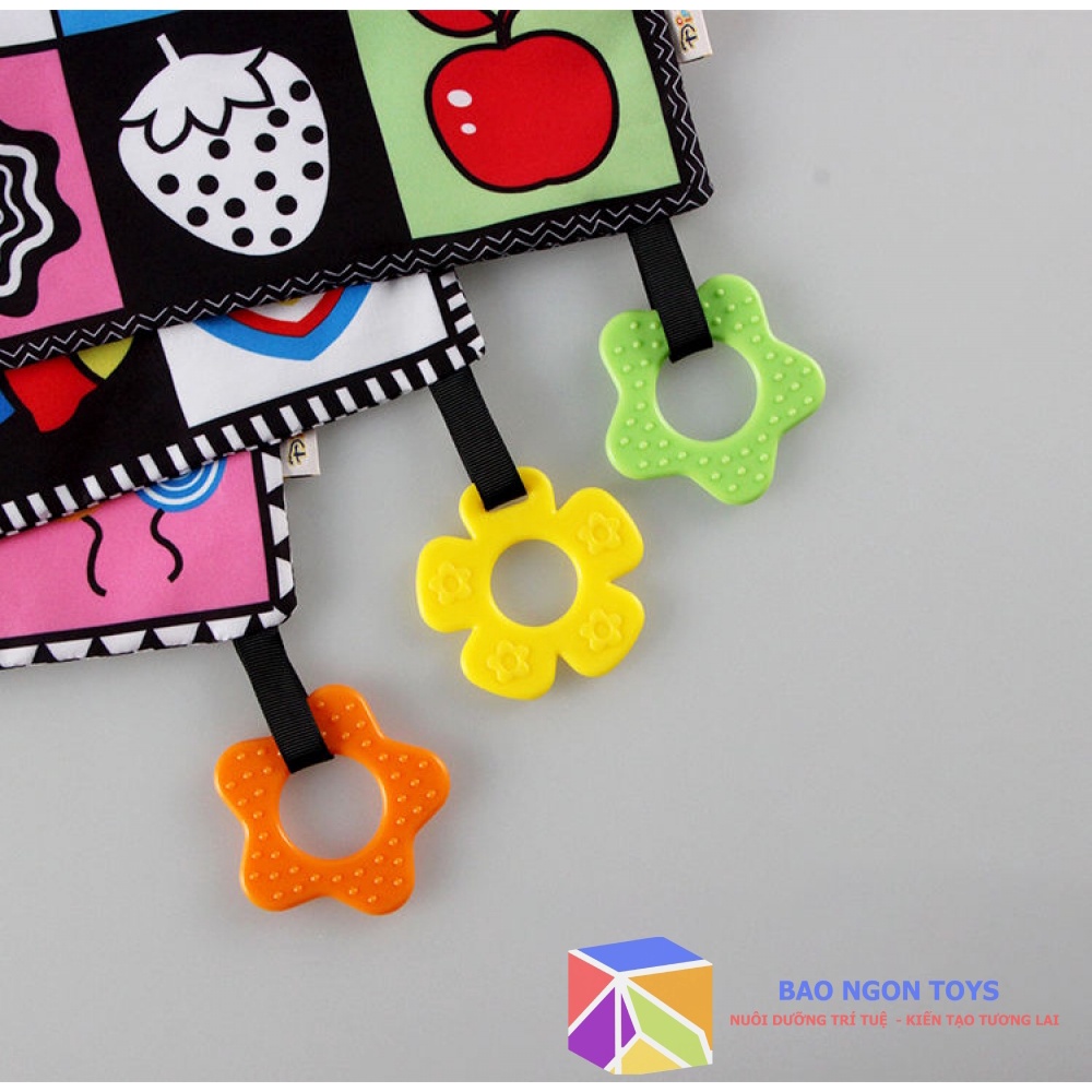 TRANH VẢI TRẮNG ĐEN, ĐA MÀU SẮC GIÚP KÍCH THÍCH THỊ GIÁC VÀ VẬN ĐỘNG TINH CHO BÉ TỪ 0 THÁNG - BAO NGON TOYS