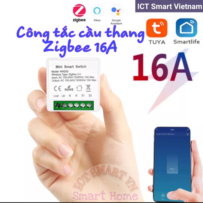 Công tắc cầu thang Tuya Zigbee/ Wifi 10A/16A hỗ trợ công tắc cơ