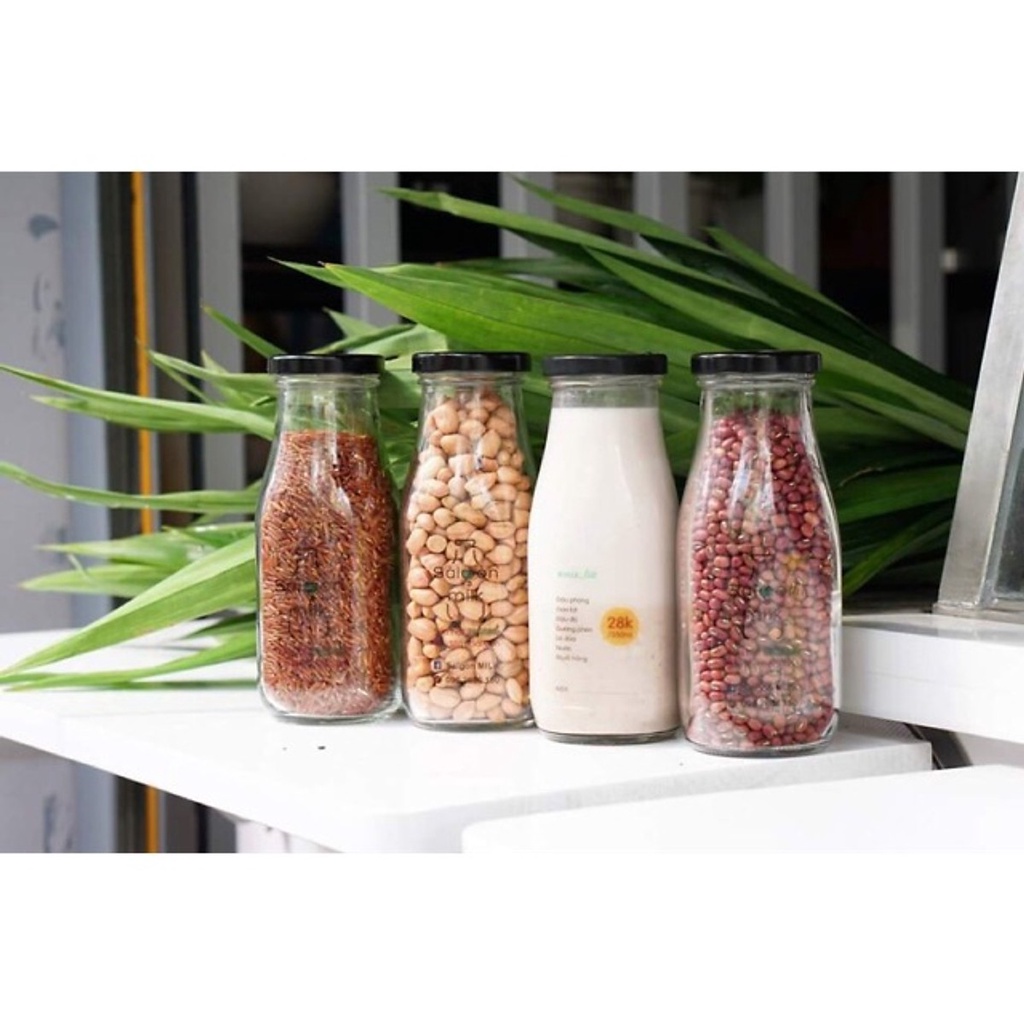 Chai Thủy Tinh Có Nắp Kim Loại, Đựng Sữa, Sữa Hạt, Nước Yến