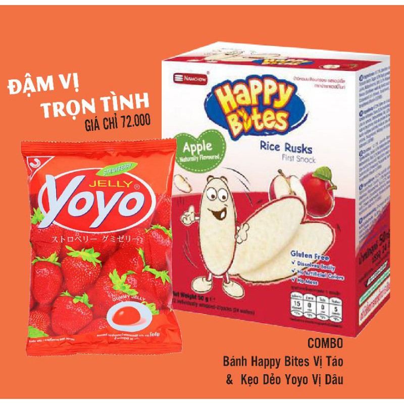 Bánh ăn dặm cho trẻ 6 tháng tuổi HAPPY BITES + kẹo dẻo YOYO