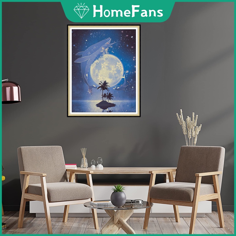 Bộ Tranh Đính Đá 5D Tự Làm Hình Phong Cảnh Và Mặt Trăng 40x50cm Trang Trí Nhà Cửa