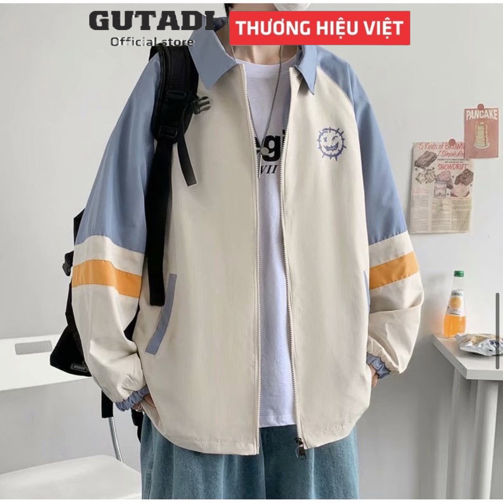 Áo bomber mặt trời cười áo varsity khoác bomber jacket chống nắng Nam nữ 2 lớp cực chất Unisex