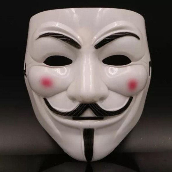 HTT5 A Mặt nạ Hacker Anonymous hóa trang màu trắng chất liệu an toàn thích hợp phổ thông lứa tuổi 3 58