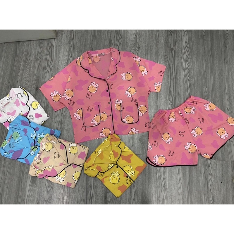 Pyjama lụa tiểu thư tay ngắn quần ngắn xinh xịn nhiều hình hot đồ ngủ đồ mặc nhà tiện lợi mềm đẹp | BigBuy360 - bigbuy360.vn