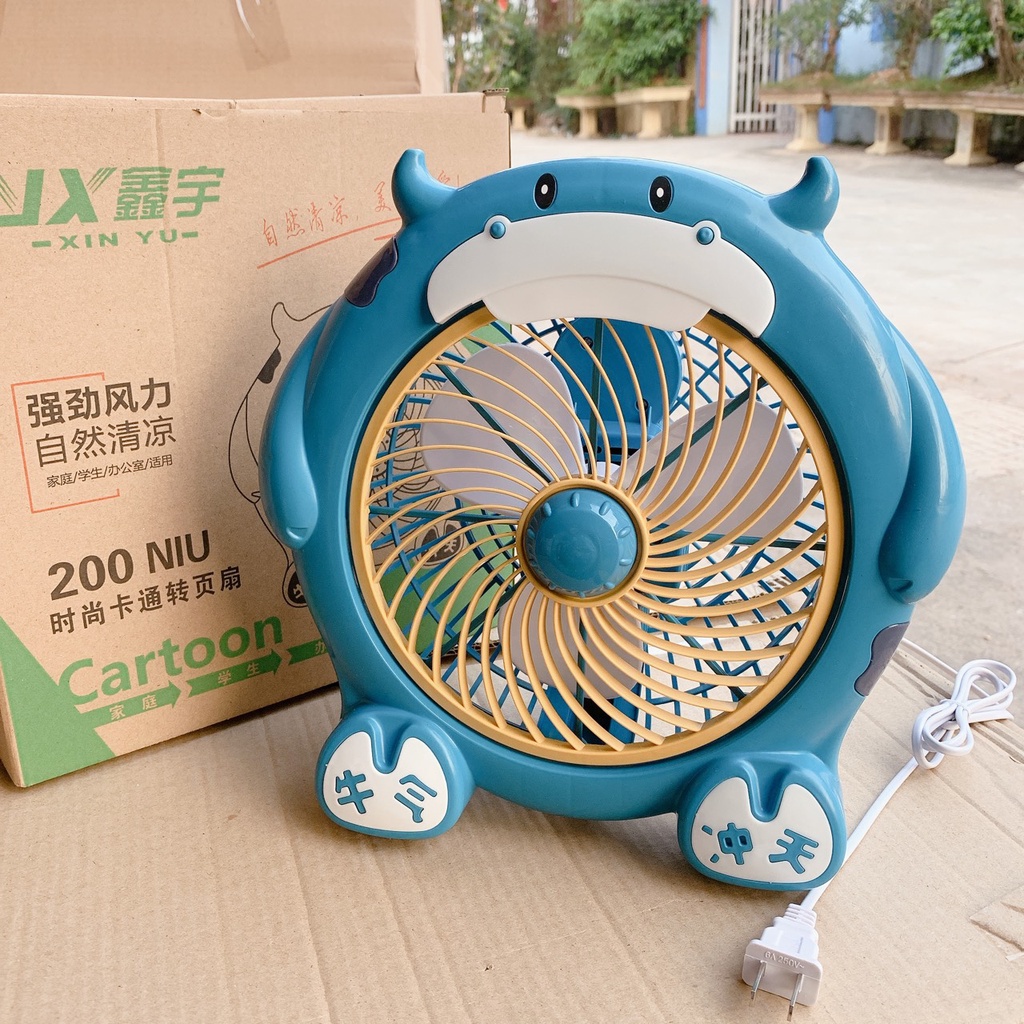 Quạt Để Bàn Hình Thú Dễ Thương - Quạt Điện Nhỏ Để Bàn Văn Phòng, Giường Cho Bé, 2 Tốc Độ Gió,20W, KT 29x29x13