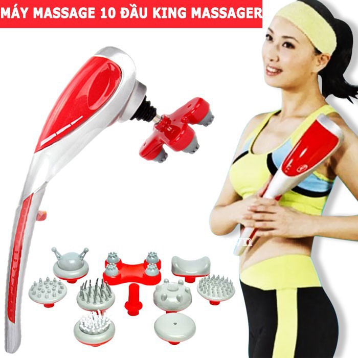[FREESHIP] Máy Massage Cầm Tay 10 Đầu King Massager (đỏ)