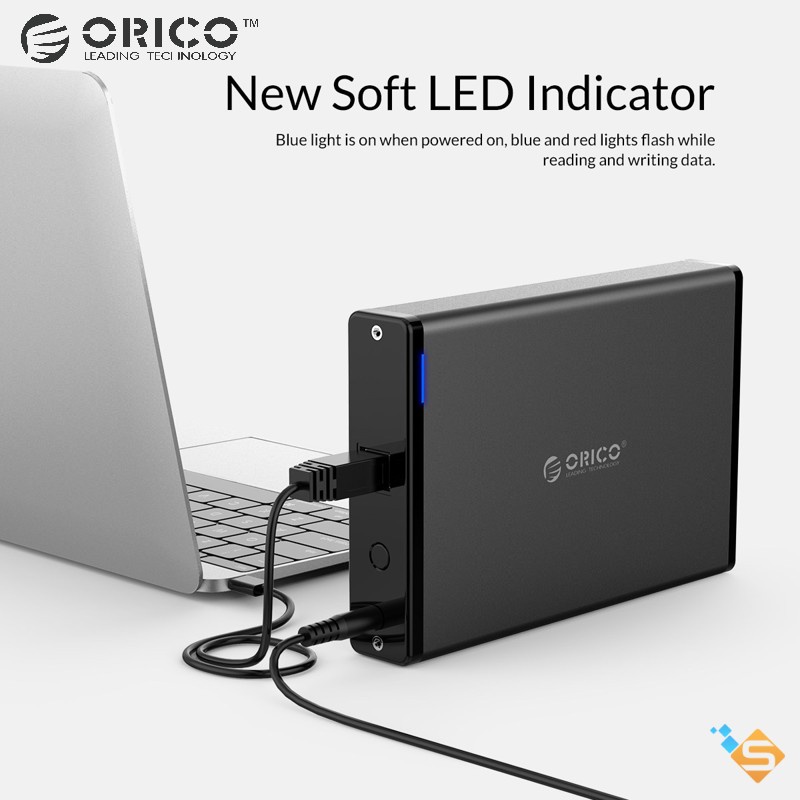 Hộp Đựng Ổ Cứng ORICO 7688U3/ 7688C3 USB 3.0 Type-C SATA 3.0 3.5" 12V2A 16TB Cho HDD SSD - Bảo Hành Chính Hãng 1 Năm