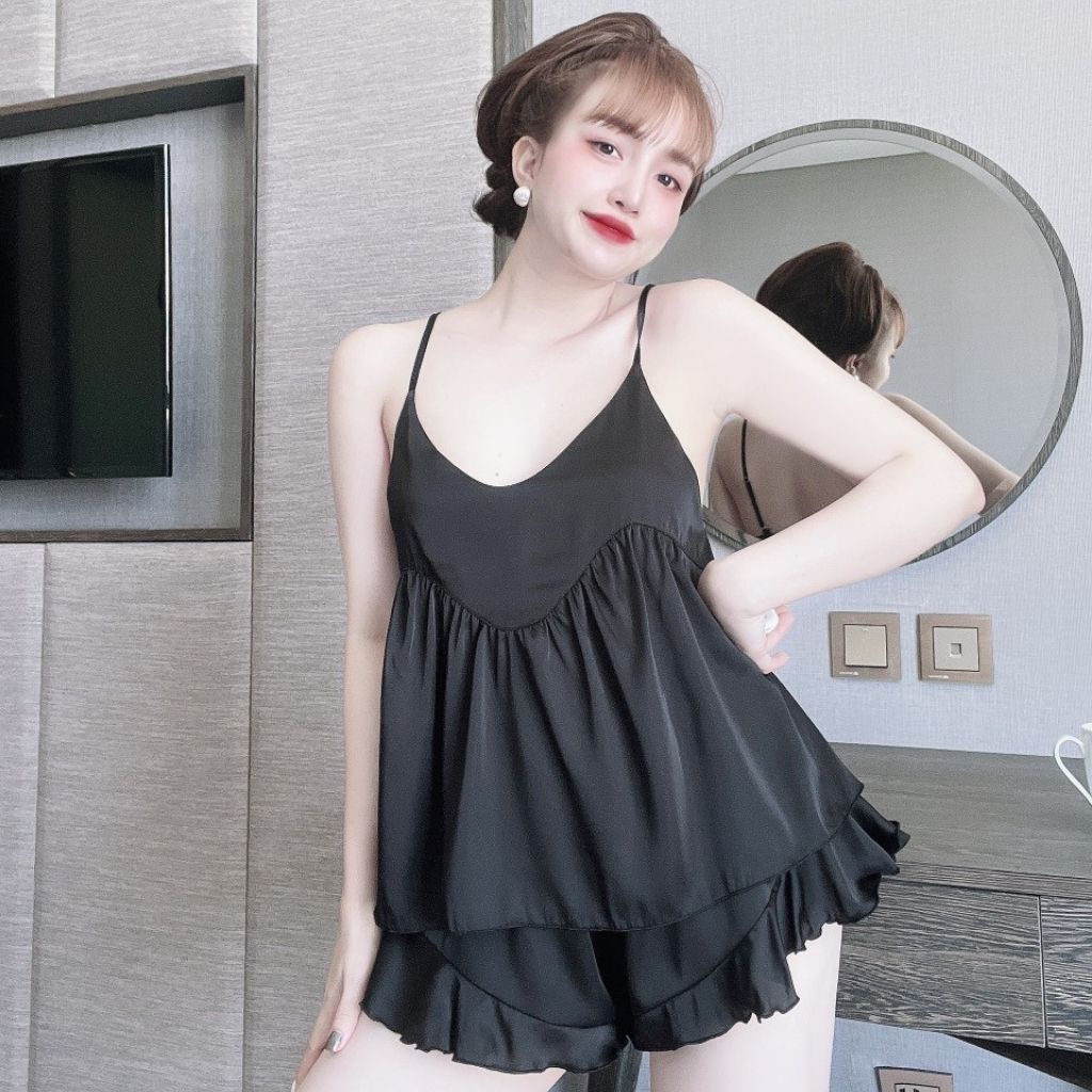 Đồ Ngủ Nữ, Đồ Ngủ Sexy lụa Latin cao cấp mềm mại xinh xắn &lt; 65KG