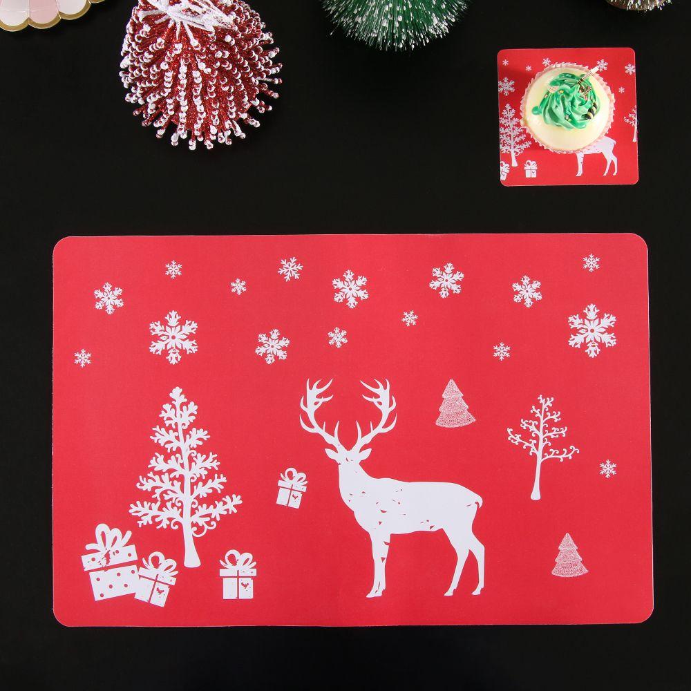 Tấm Lót Bàn Ăn Chống Thấm Nước Họa Tiết Giáng Sinh Dễ Thương