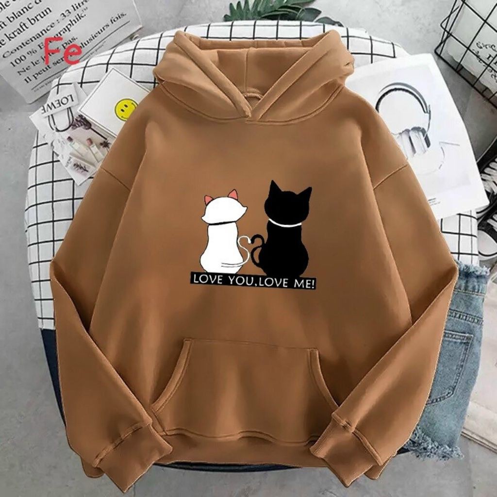 ÁO KHOÁC NỈ UNISEX FORM RỘNG NAM NỮ IN CẶP MÈO SIÊU ĐẸP ÁO KHOÁC HOODIE LOCAL BRAND