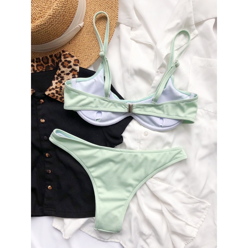 [BKN919] &lt;ÂU&gt; SET BIKINI VẢI TĂM ĐEN/HỒNG/XANH (CÓ GỌNG)