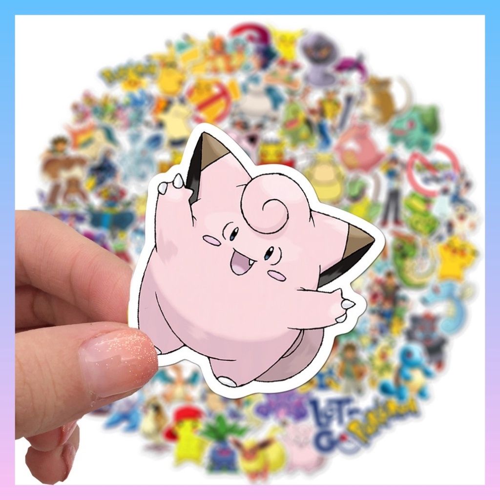 Set 80 Nhãn Dán Pokemon Sticker Hoạt Hình Đáng Yêu Chống Thấm Nước Trang Trí Mũ Bảo Hiểm, Laptop, Điện Thoại, Guitar