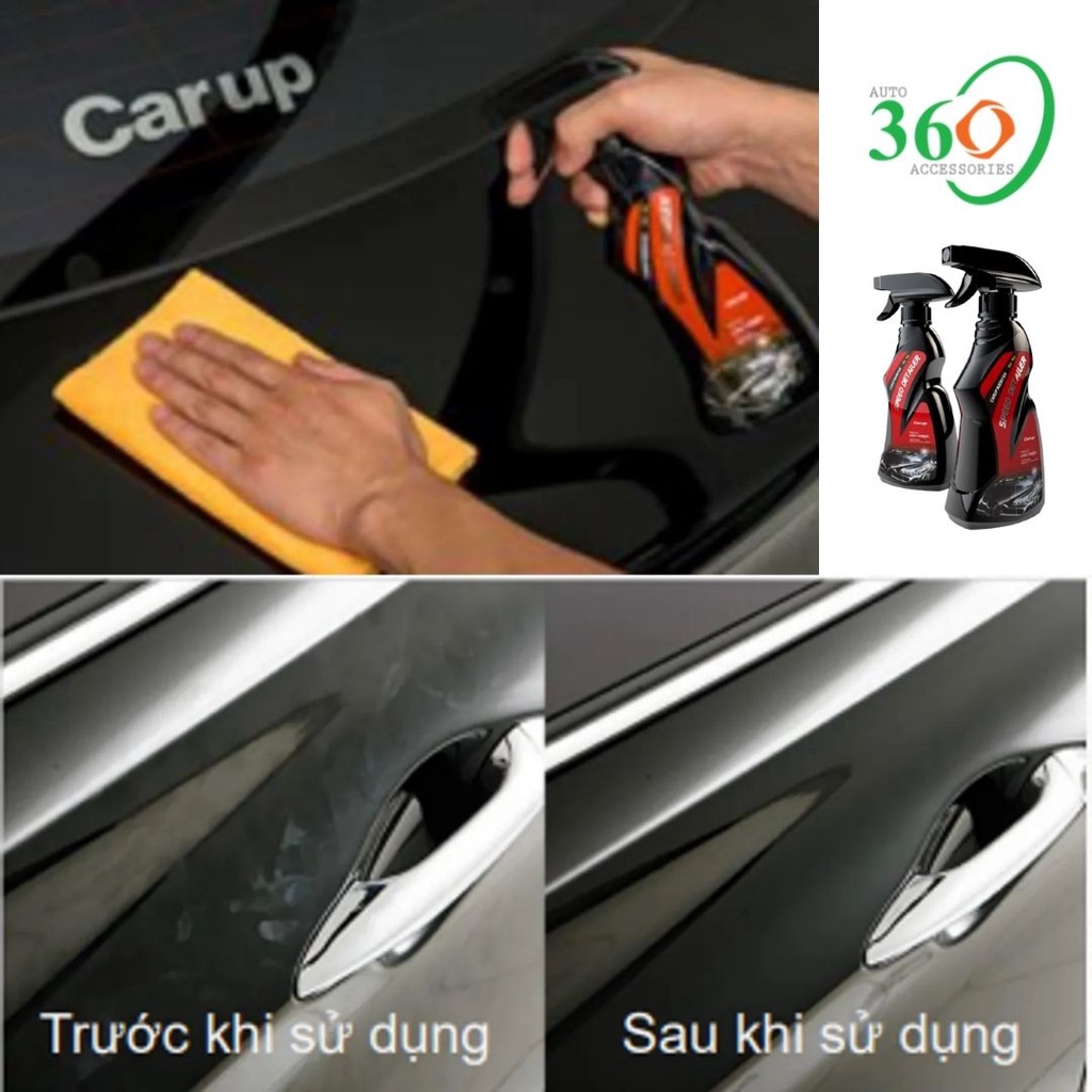Dung dịch đánh bóng xe chai xịt bóng xe 3in1 Carup 400 ml bóng sáng như gương