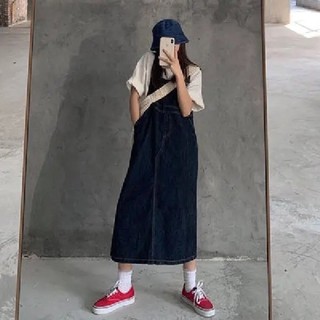 Yếm váy bò dáng dài uzzlang hàng có sẵn
